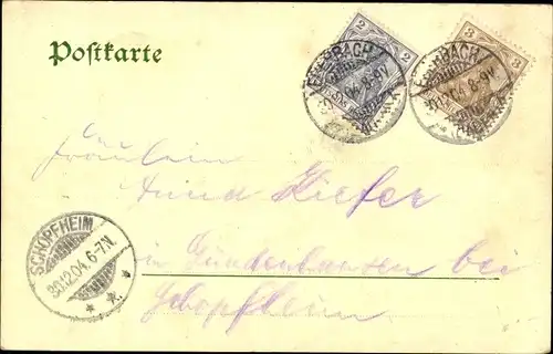 Ak Eberbach am Neckar Odenwald Baden, Gesamtansicht, Brücke