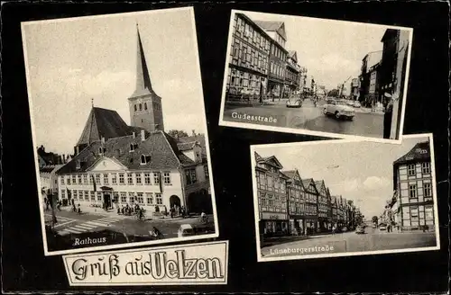 Ak Uelzen in Niedersachsen, Rathaus, Gudenstraße, Lüneburger Straße