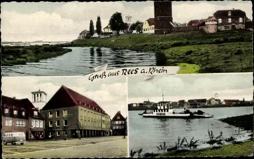 Ak Rees am Niederrhein, Fluss, Fähre