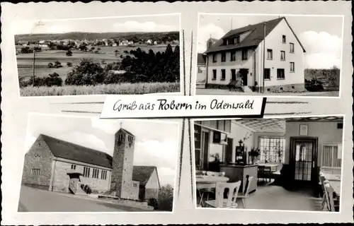 Ak Robern Fahrenbach im Odenwald, Gasthaus, Pension, Zum Löwen, Ortsansicht, Kirche