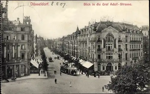 Ak Düsseldorf am Rhein, Graf Adolf-Straße, Straßenbahn