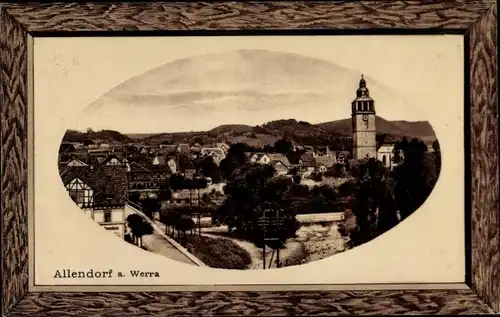 Passepartout Ak Bad Sooden Allendorf an der Werra Hessen, Ortsansicht, Kirchturm