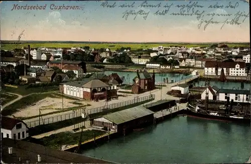 Ak Nordseebad Cuxhaven, Gesamtansicht, Hafen