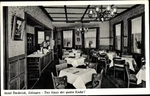 Ak Solingen im Bergischen Land, Hotel Diederich, Das Haus der guten Küche, Speisesaal