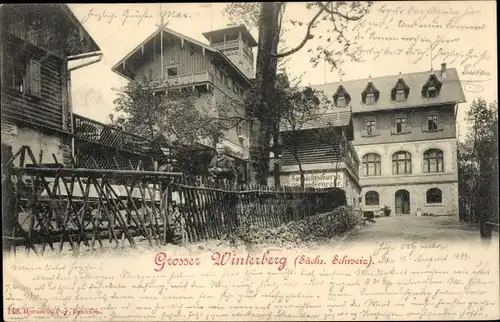 Ak Ostrau Bad Schandau Sächsische Schweiz, Großer Winterberg, Gebäude