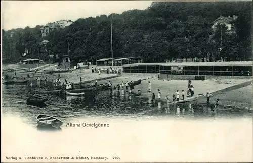 Ak Hamburg Altona Oevelgönne, Strand, Boote