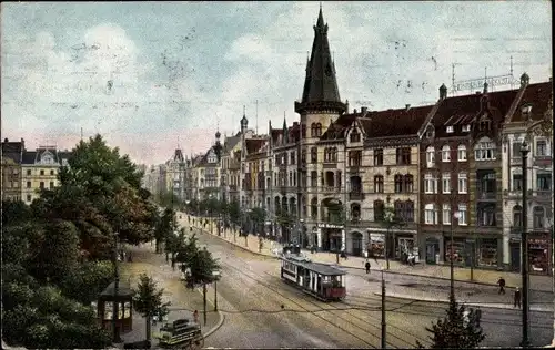 Ak Düsseldorf am Rhein, Graf Adolf Platz, Straßenpartie, Straßenbahn