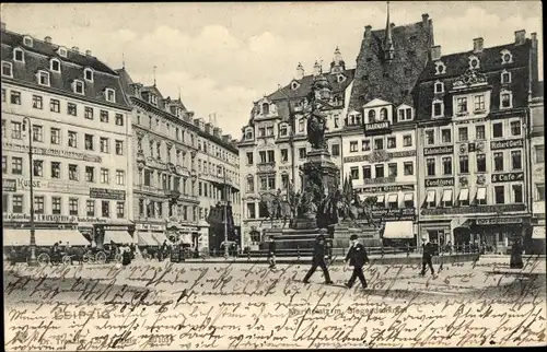 Ak Leipzig in Sachsen, Marktplatz und Siegesdenkmal
