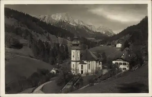 Ak Maria Gern Berchtesgaden in Oberbayern, Kirche, Untersberg