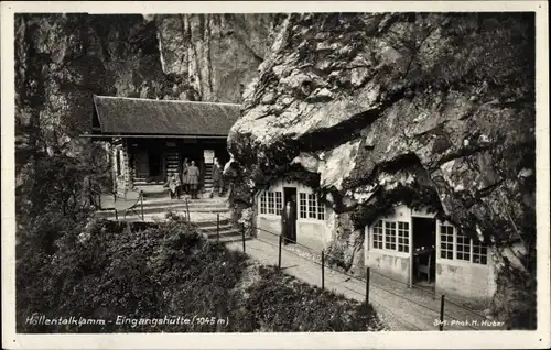 Ak Garmisch Partenkirchen in Oberbayern, Höllentalklamm, Eingangshütte