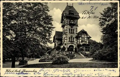 Ak Hof an der Saale Oberfranken Bayern, Theresienstein