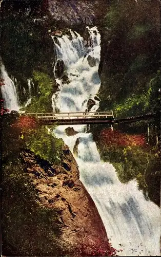 Ak Nikko Präfektur Tochigi Japan, Wasserfall, kleine Brücke