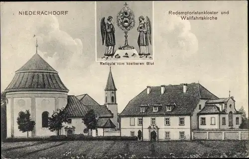 Ak Niederachdorf Kirchroth in Niederbayern, Redemptoristenkloster, Wallfahrtskirche