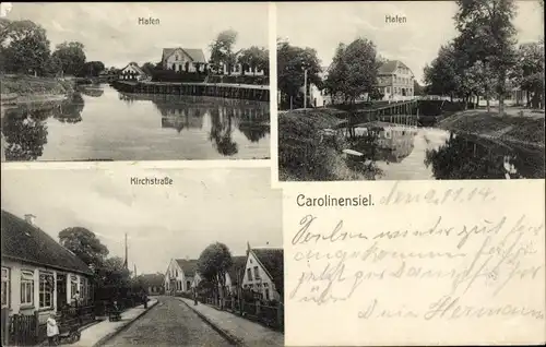 Ak Nordseebad Carolinensiel Wittmund in Ostfriesland, Hotel zum Deutschen Hause, Hafen