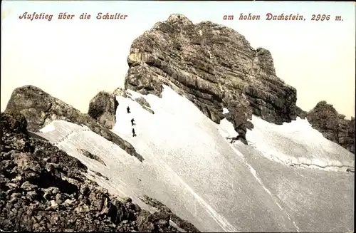 Ak Obertraun Oberösterreich, Aufstieg über die Schulter am hohen Dachstein