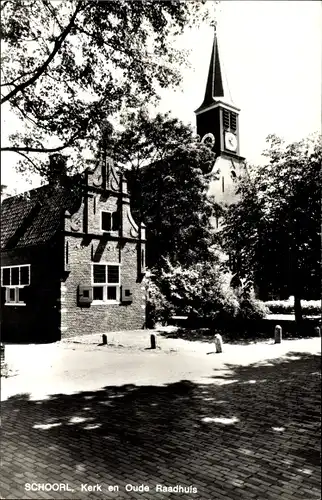 Ak Schoorl Nordholland Niederlande, Kirche, Altes Rathaus
