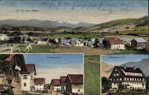 Ak Oy Mittelberg im Allgäu, Totale, Straßenpartie, Radiumbad