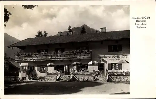 Ak Neuhaus Schliersee in Oberbayern, Café Gg. Stickl