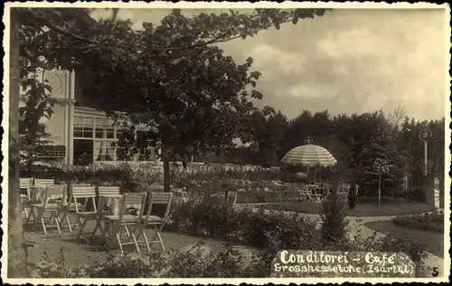 Ak Großhesselohe Pullach Oberbayern, Terrasse vom Café