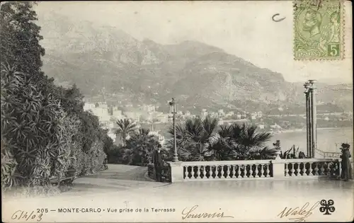 Ak Monte Carlo Monaco, Blick von der Terrasse
