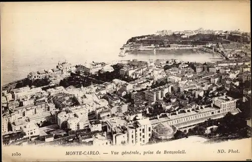 Ak Monte Carlo Monaco, Gesamtansicht von Beausoleil