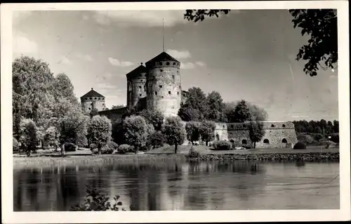 Ak Savonlinna Finnland, Schlossburg am Saimaa See