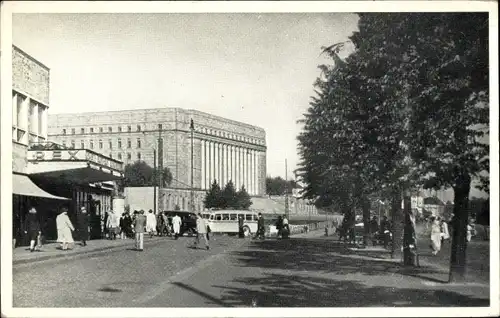 Ak Helsinki Helsingfors Südfinnland, The House of Parliament, Straßenpartie, Omnibus