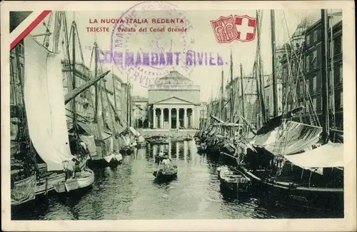 Ak Triest Trieste Friuli Venezia Giulia, Veduta del Canal Grande, Wappen, Kanal, Boote