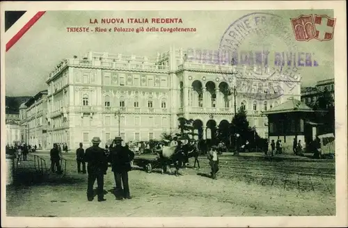 Ak Triest Trieste Friuli Venezia Giulia, Riva e Palazzo già della Luootenenza, Wappen