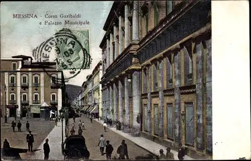 Ak Messina Sizilien, Corso Garibaldi e Palazzo Municipale