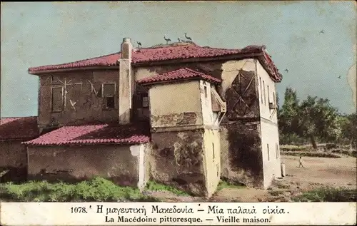 Ak Mazedonien, kleines altes Fachwerkhaus