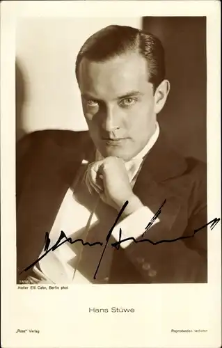 Ak Schauspieler Hans Stüwe, Portrait, Autogramm