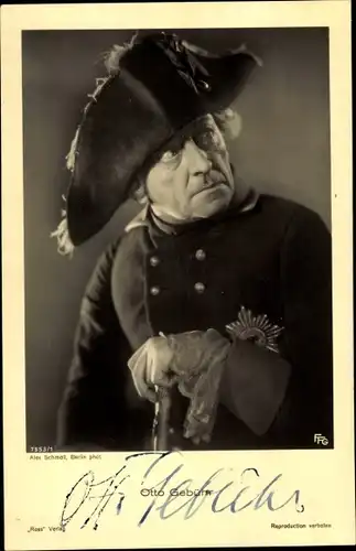 Ak Schauspieler Otto Gebühr, Portrait, Filmkostüm, Autogramm