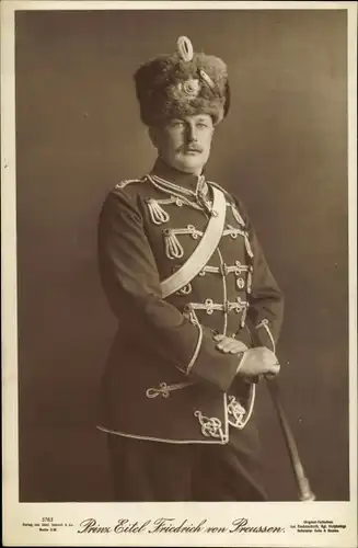 Ak Eitel Friedrich Prinz von Preußen, Husarenuniform, Portrait