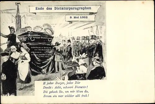 Künstler Ak Orschwiller Orschweiler Elsass Bas Rhin, Ende d. Diktaturparagraphen 1902, Hohkönigsburg