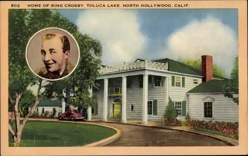 Ak Schauspieler Bing Crosby, Home, Toluca Lake North Hollywood, Kalifornien