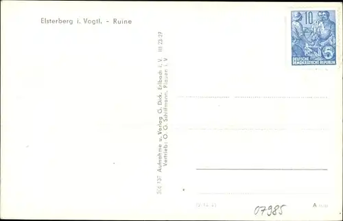 Ak Elsterberg an der Weißen Elster Vogtland, Durchblick, Ruine