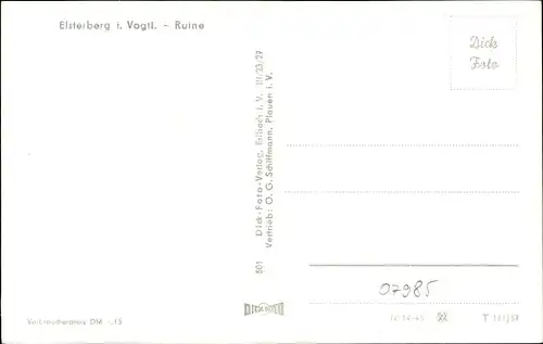 Ak Elsterberg an der Weißen Elster Vogtland, Blick zur Ruine