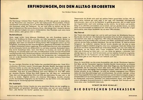 Stundenplan DDR, Die Deutschen Sparkassen, Erfindungen, die den Alltag eroberten um 1960