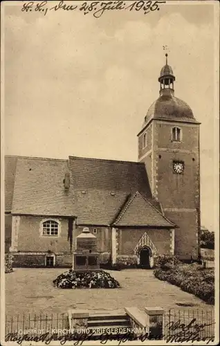 Ak Lobstädt Neukieritzsch in Sachsen, Kirche, Kriegerdenkmal