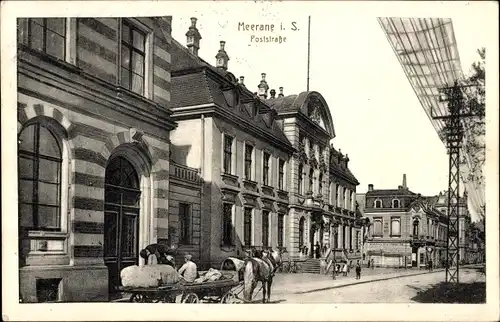 Ak Meerane in Sachsen, Poststraße, Fuhrwerk