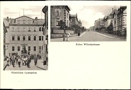 Ak Schleiz im Vogtland Thüringen, Kaiser Wilhelm Straße, Fürstliches Gymnasium