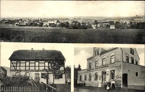 Ak Reichenbach Callenberg in Sachsen, Panorama, Gasthaus zur Erholung, Geschäftshaus Ernst Schramm