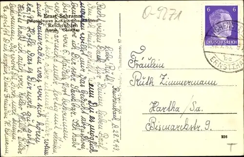 Ak Reichenbach Callenberg in Sachsen, Panorama, Gasthaus zur Erholung, Geschäftshaus Ernst Schramm