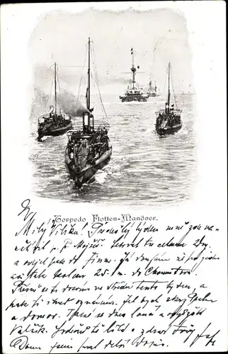 Ak Österreichische Kriegsschiffe, Torpedoboote, Flottenmanöver