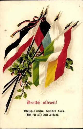 Ak Deutsch allezeit, Deutsches Wesen, deutsches Land, Zweibund, Patriotik