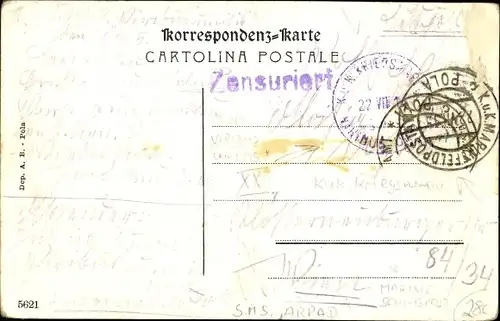 Ak Österreichisches Kriegsschiff, SMS Arpad