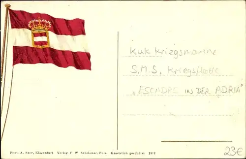 Ak Österreichisches Kriegsschiff, SMS Escadre in der Adria