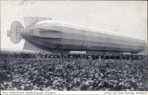 Ak Leinfelden Echterdingen auf den Fildern, Landung des Luftschiffs 1908