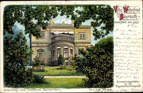 Litho Bayreuth, Villa Wahnfried, Richard Wagner, Bayreuther Festspiele